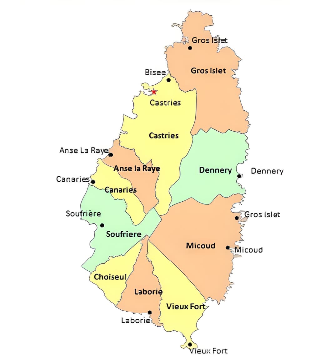 St. Lucia Transportation Zones Map